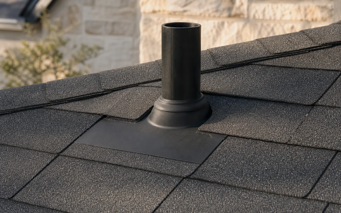 Contained roof repair around a plumbing vent on a San Antonio home